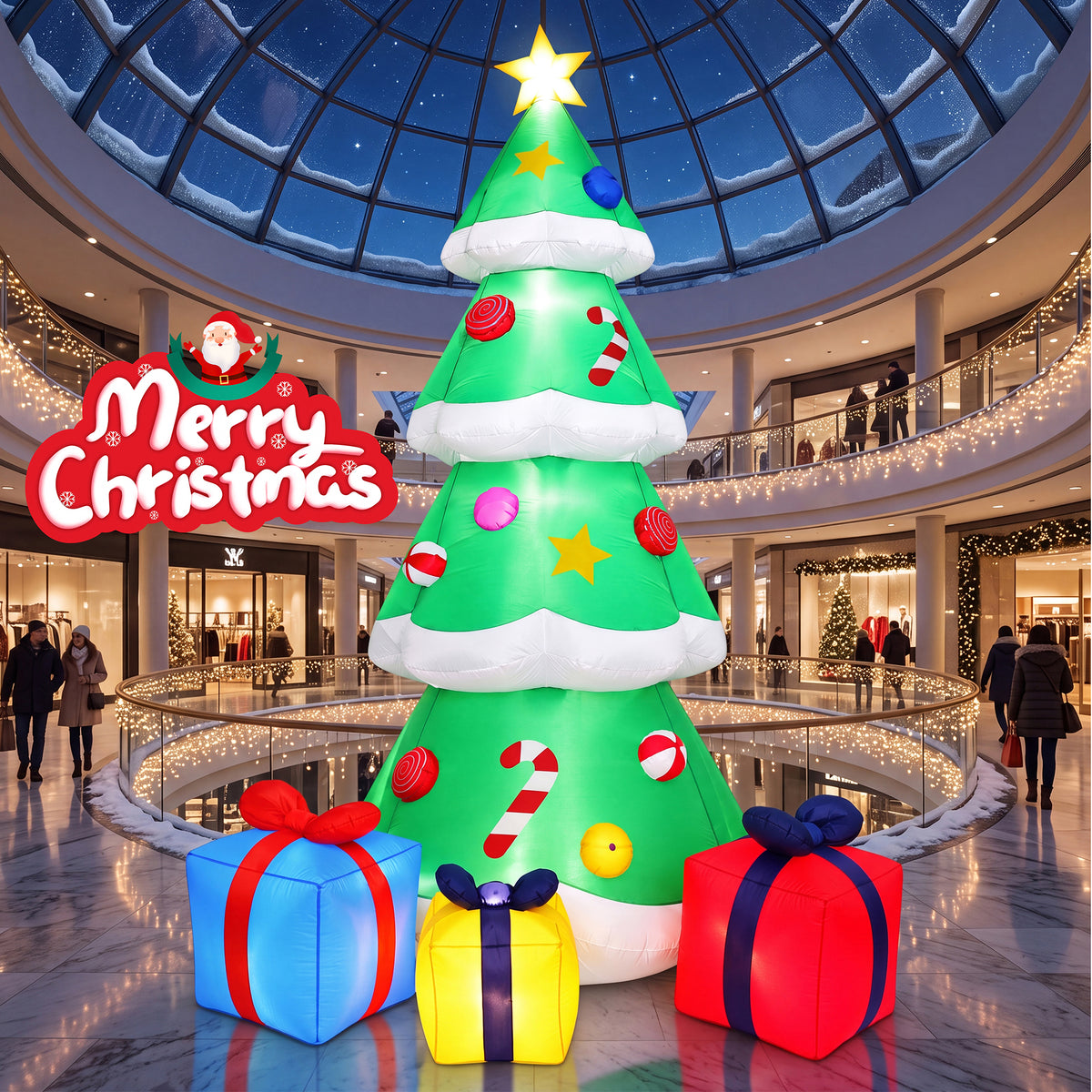 Goosiay 10FT Christmas Inflatables Tree with Built-In LED Lights and Gift Boxes, Giant Xmas Blow Up Tree Yard Decoration for Outdoor Yard Garden Lawn Decor,Green