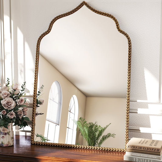 Goosiay Arched Mirror for Wall, 20" x 30" Vintage Gold Mirror, Wall Mirror for Living Room, Bathroom, Bedroom, Entryway, Antique Bronze Mirror