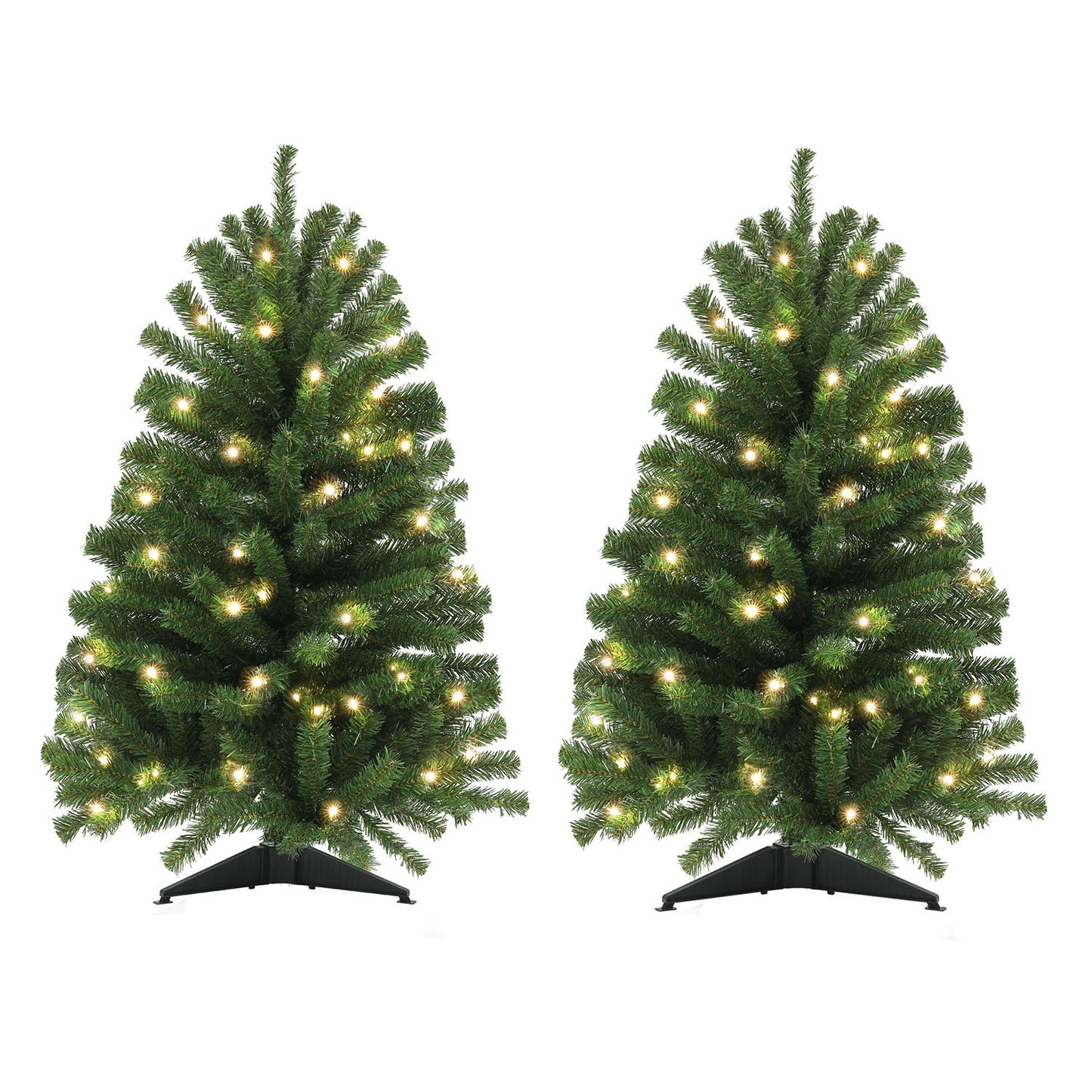 Goosiay 2 Pack 3 FT Pre-Lit Christmas Tree w/ 70 Lights 160 Tips Green