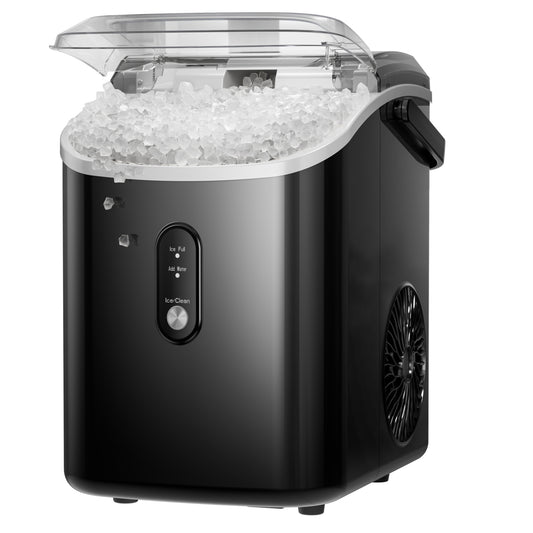Goosiay Nugget Ice Maker Countertop, 33lbs/Day Portable Pebble Sonic Ice Maker with Handle, Crushed Ice Machine with Soft Chewable Ice for Home, Bar, Dorm, Party, RV & Camping (Stainless Steel Black)