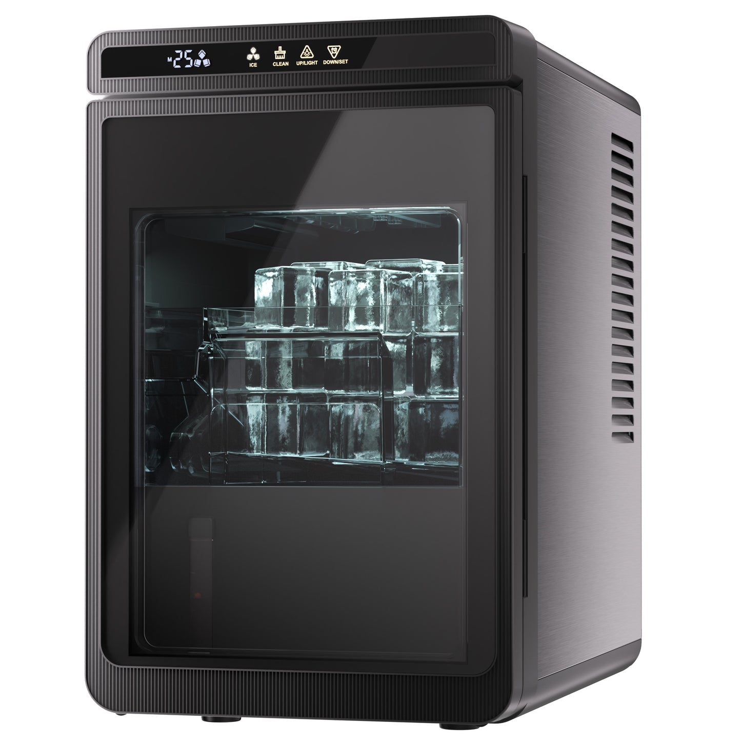 Goosiay Slow-Melting 1.6" Clear Ice Cube Maker Countertop, 3 Pcs in 25 Mins, 172/Day, 21 Ice Storage, Large Solid Cube Ice Machine, Self-Cleaning, 24H Timer for Whiskey, Home Bar, Stainless Steel