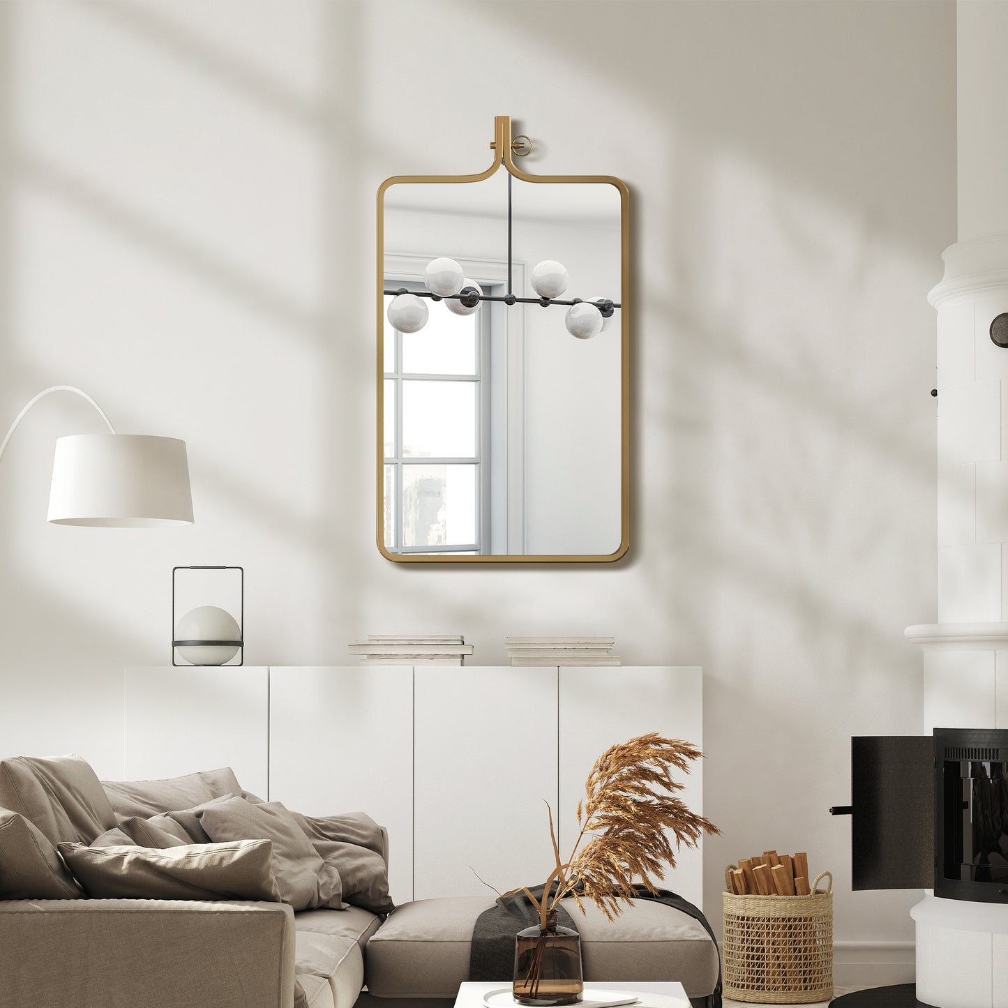 Wall Mirror, 35"x20" Industrial Mirror for Modern Living Room, Bedroom, Bathroom, Entryway