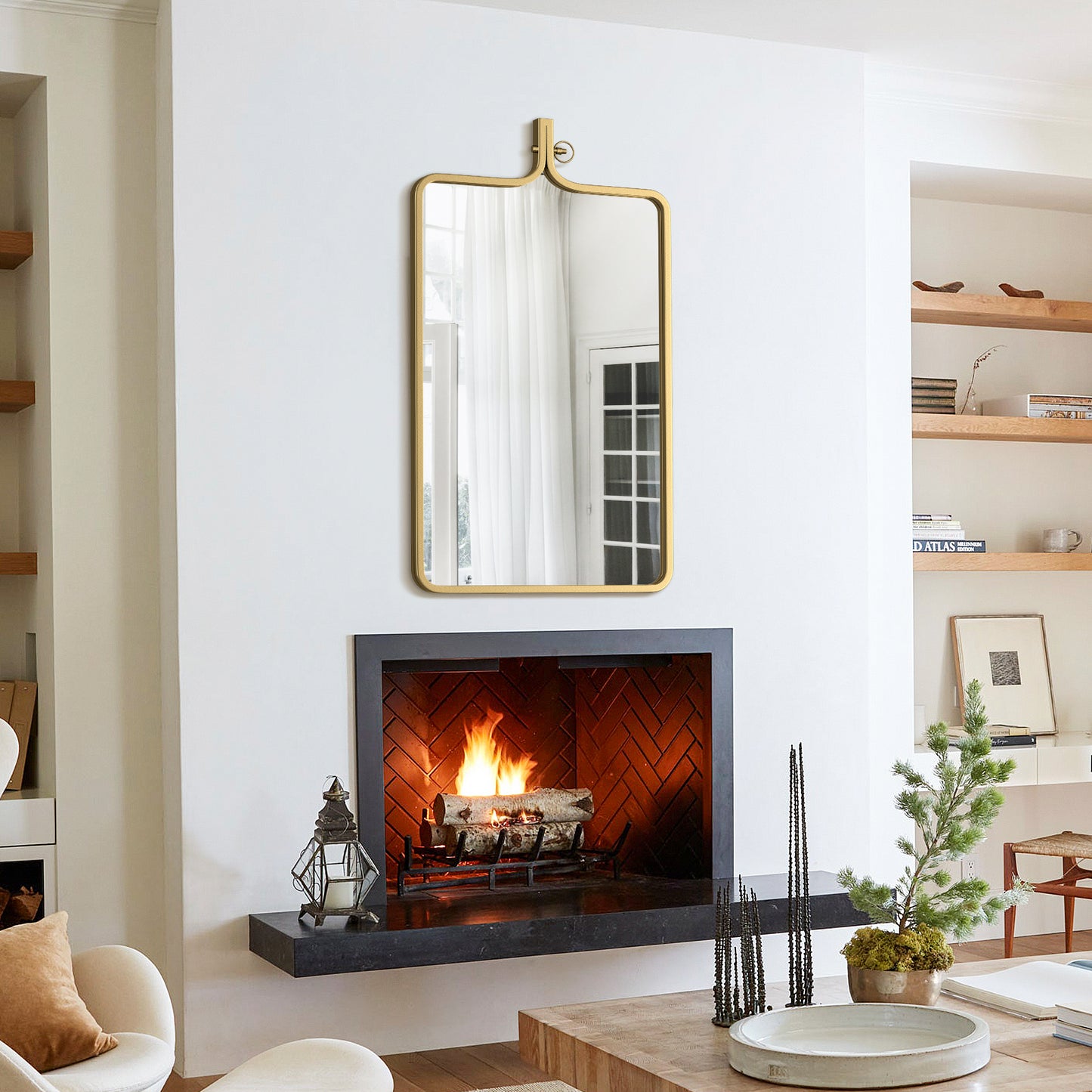 Wall Mirror, 35"x20" Industrial Mirror for Modern Living Room, Bedroom, Bathroom, Entryway