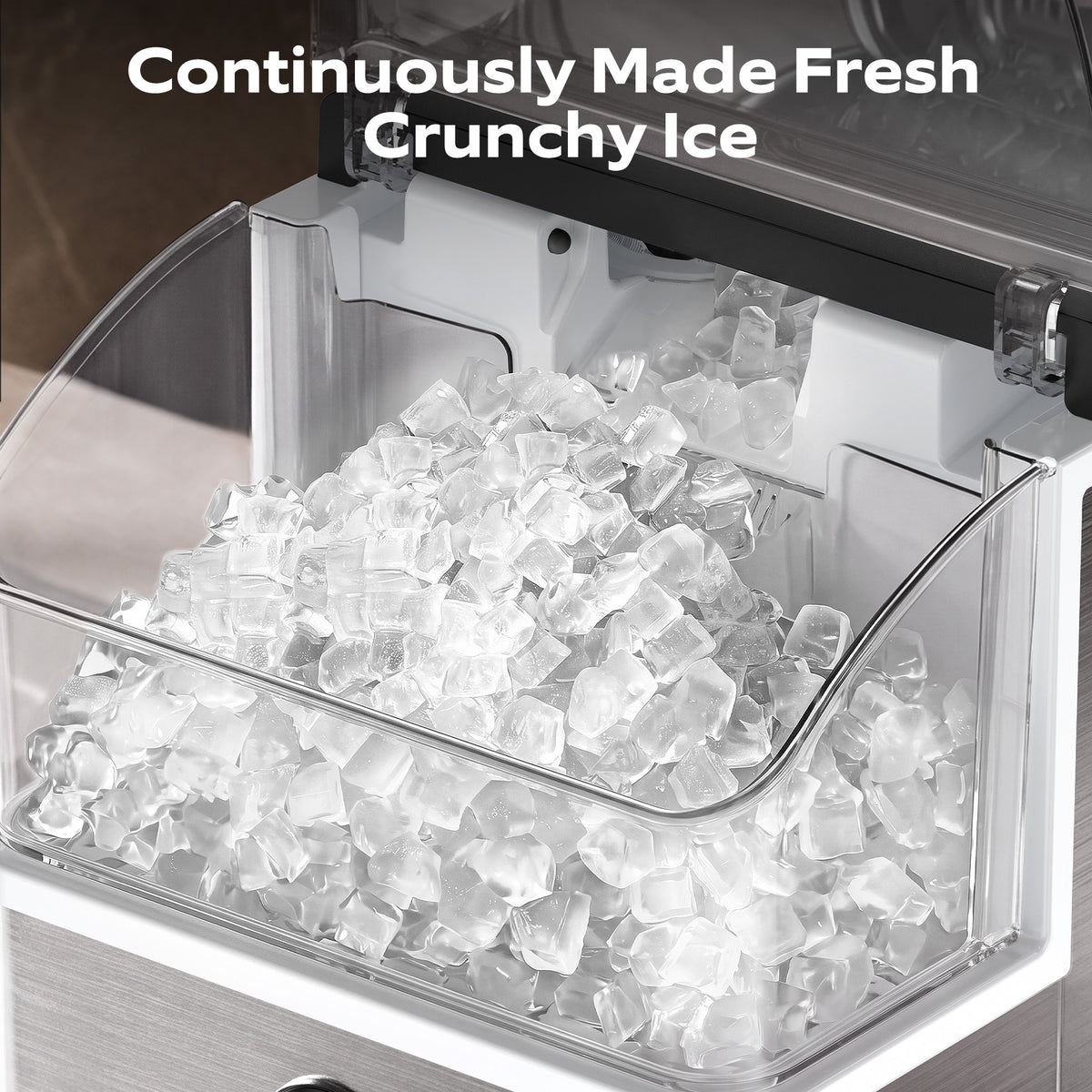 Goosiay Nugget Countertop Ice Maker, 33 lbs Daily Crushed Pellet Pebble Ice Maker Machine Portable Countertop, Stainless Steel, Silver
