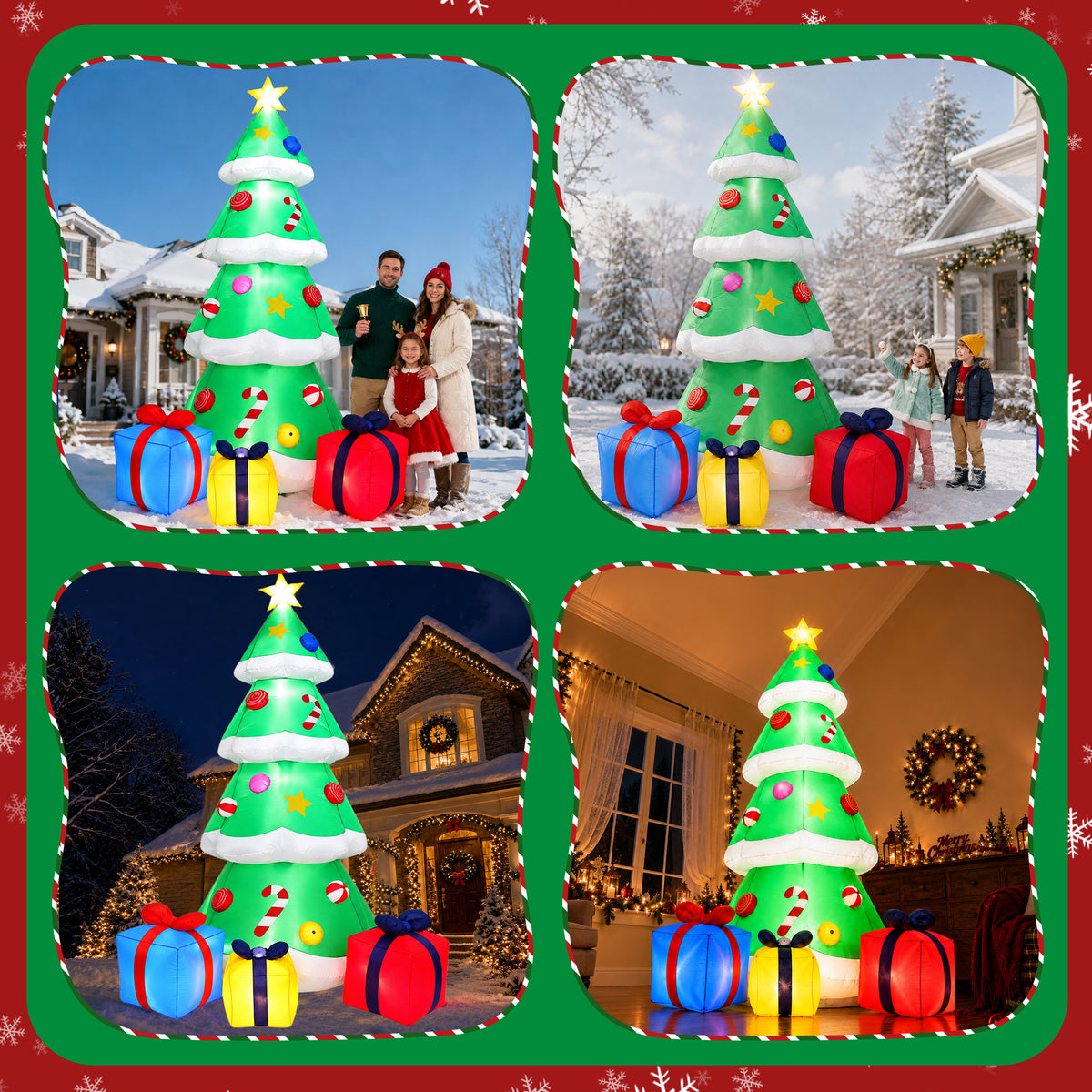 Goosiay 10FT Christmas Inflatables Tree with Built-In LED Lights and Gift Boxes, Giant Xmas Blow Up Tree Yard Decoration for Outdoor Yard Garden Lawn Decor,Green