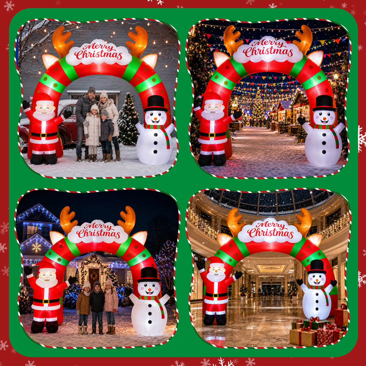 Goosiay 12ft Long Christmas Inflatable Archway with Santa & Snowman, Xmas Blow Up with Lights for Outdoor Yard Decor,Garden, Lawn,Indoor Decor
