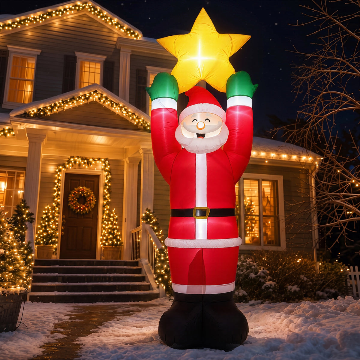 10FT Christmas Inflatable Decoration Santa Claus, Built-in LED light up for Lawn Yard Garden Indoor Outdoor Decoration Xmas Party Decor