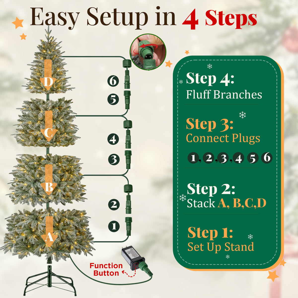 Goosiay 9 ft Pre-Lit Frosted Slim Aspen Fir Artificial Christmas Tree, PE & PVC Branches, 420 Warm White & Multicolor Lights, 10 Light Modes, 1889 Branch Tips