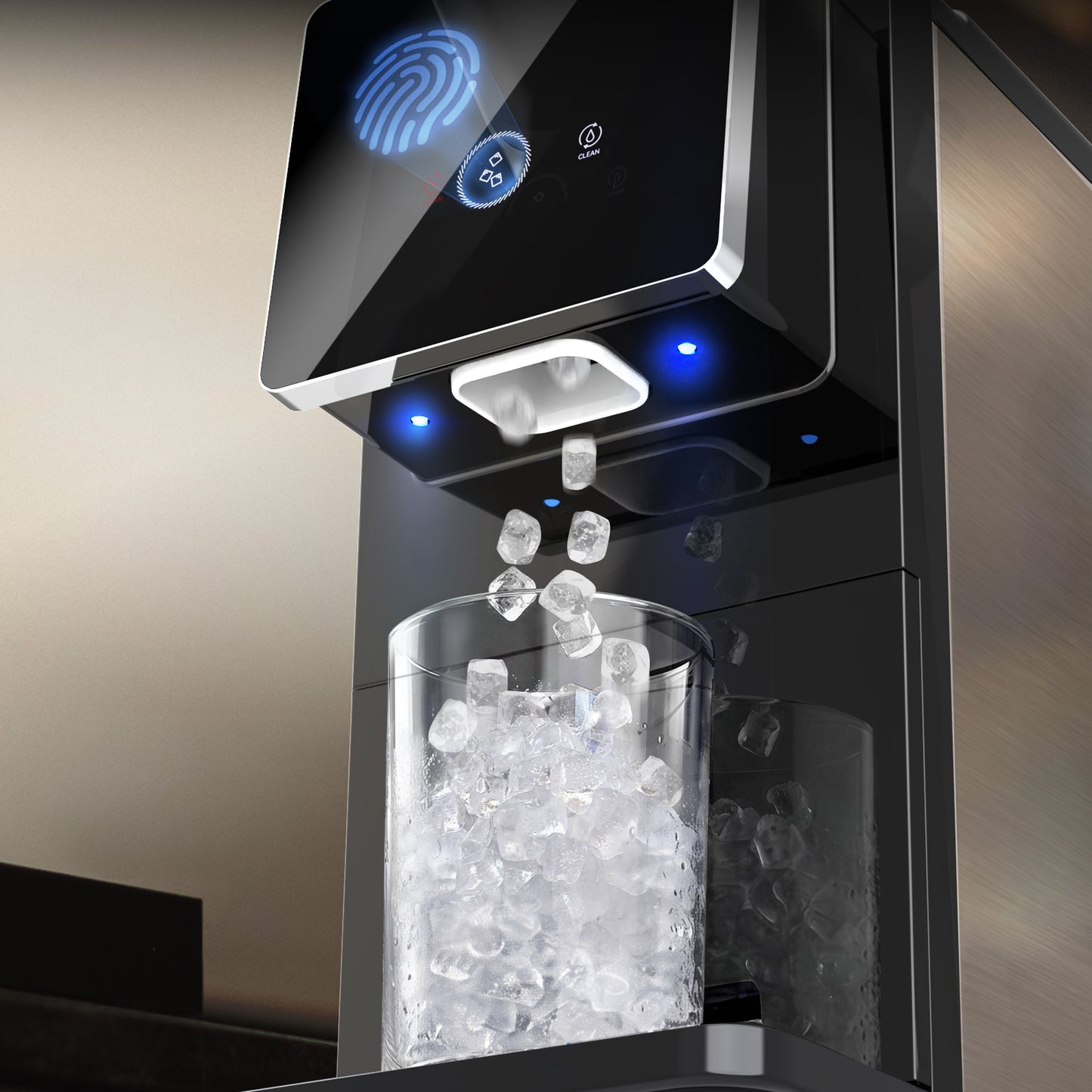 Goosiay Countertop Nugget Ice Makers Dispenser, 33lbs/Day Portable Pebble Crushed Ice Machine, Touch-Free Ice, Self-Cleaning for Home Kitchen Office