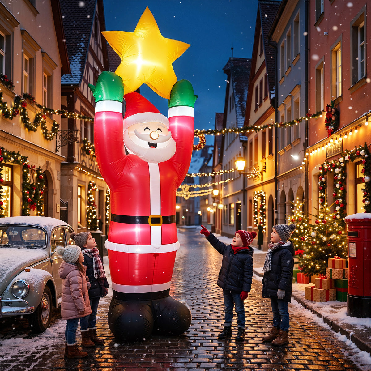10FT Christmas Inflatable Decoration Santa Claus, Built-in LED light up for Lawn Yard Garden Indoor Outdoor Decoration Xmas Party Decor