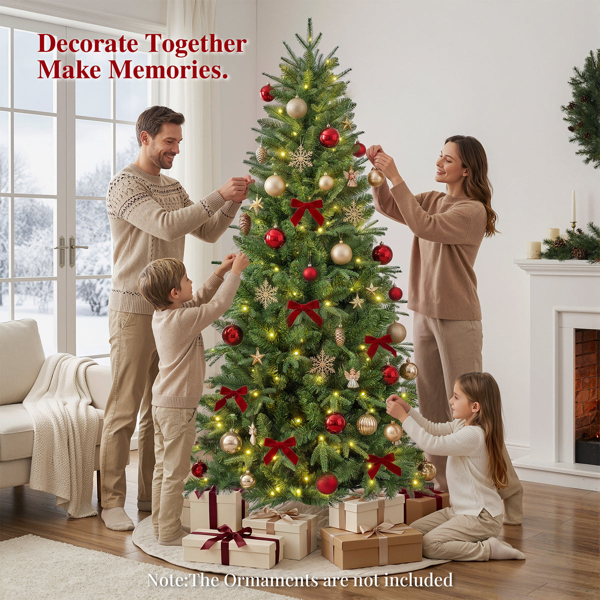 Goosiay 6FT Artificial Xmas Tree, Hinged Christmas Tree with 1300 PE PVC Branch Tips & Folding Metal Stand, Festive Decoration Tree for Home, Office & Carnival, Green