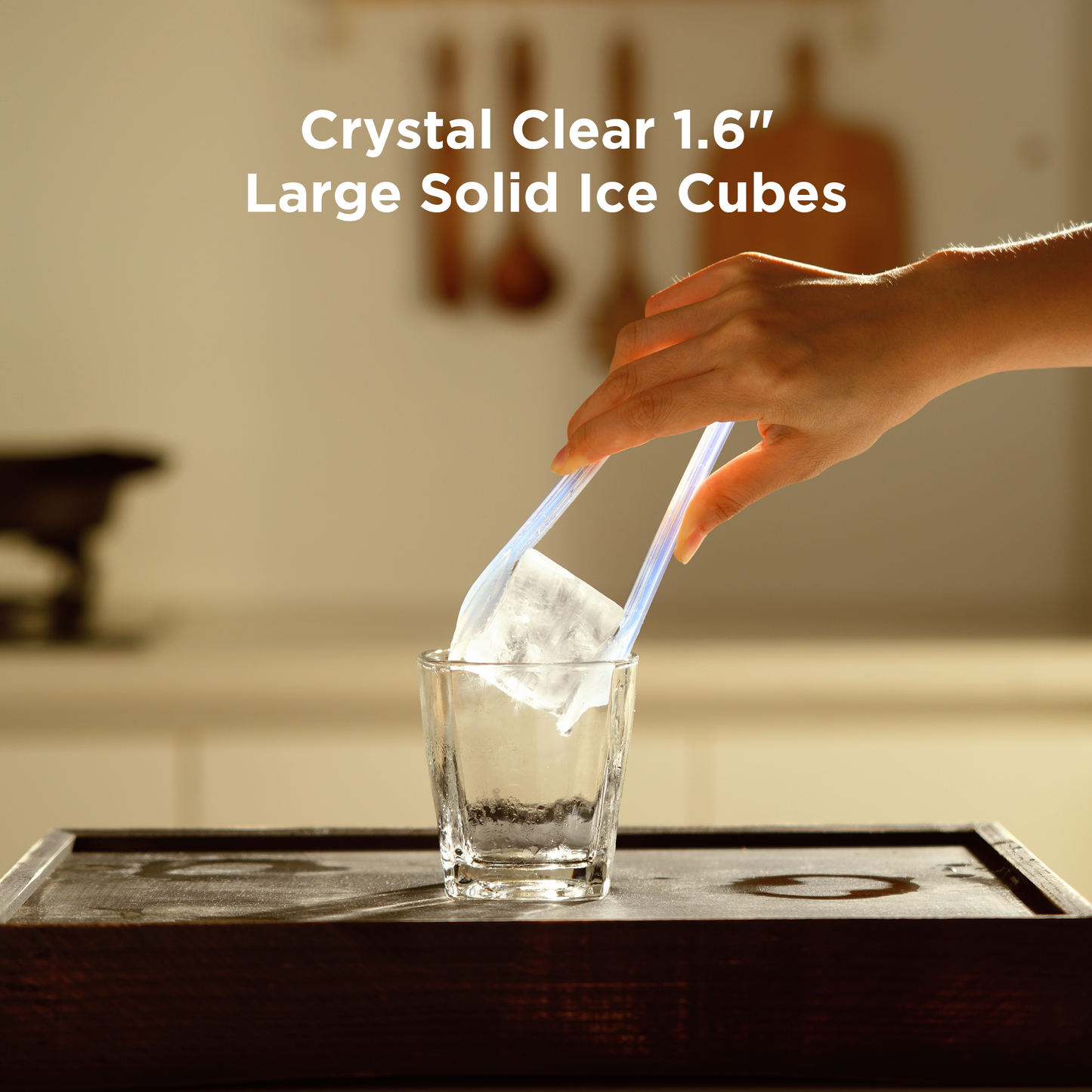 Goosiay Slow-Melting 1.6" Clear Ice Cube Maker Countertop, 3 Pcs in 25 Mins, 172/Day, 21 Ice Storage, Large Solid Cube Ice Machine, Self-Cleaning, 24H Timer for Whiskey, Home Bar, Stainless Steel