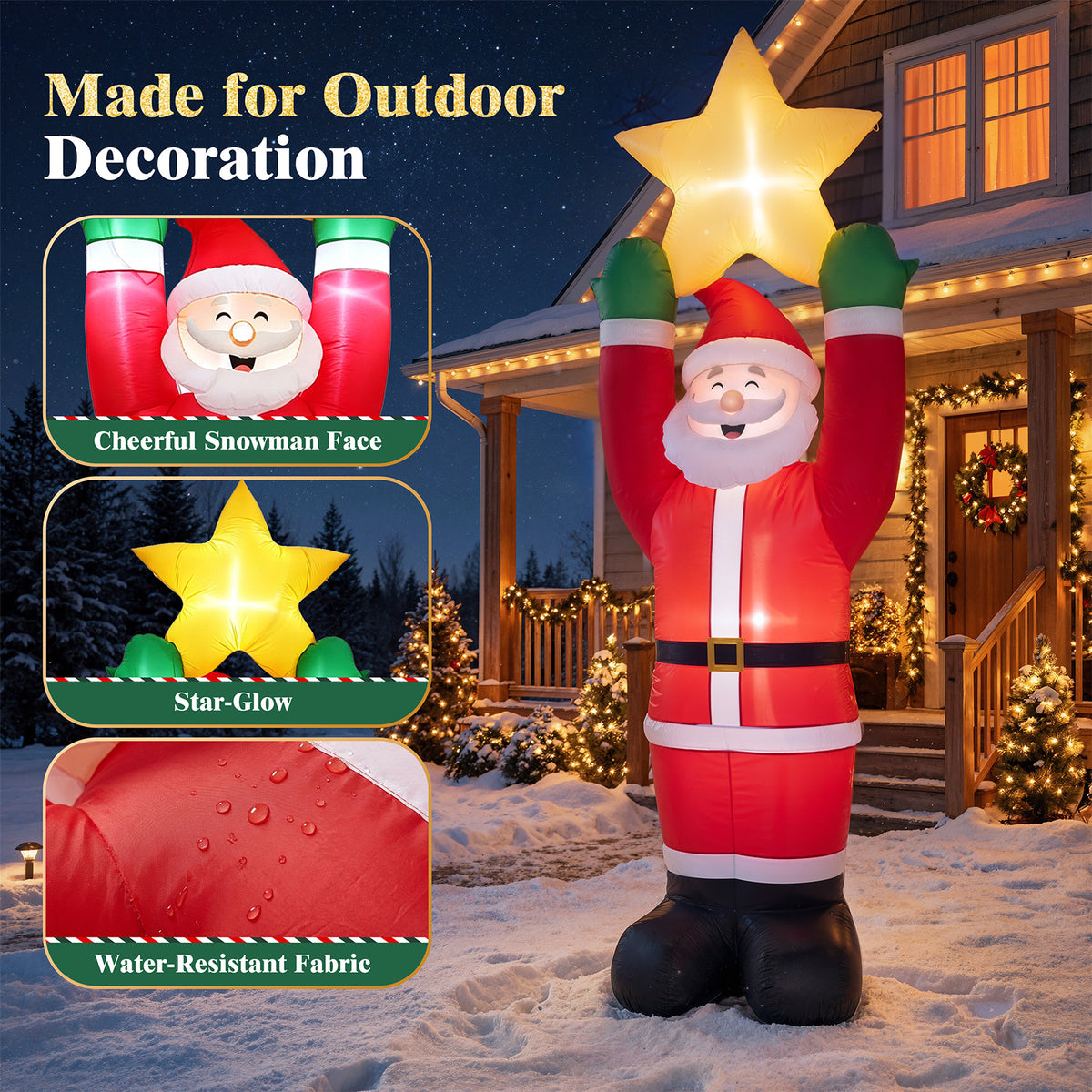 10FT Christmas Inflatable Decoration Santa Claus, Built-in LED light up for Lawn Yard Garden Indoor Outdoor Decoration Xmas Party Decor