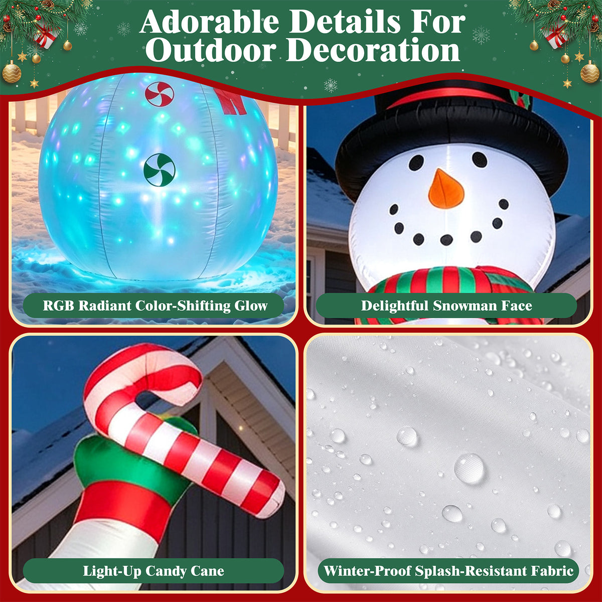 12FT Christmas Inflatable Outdoor Yard Decoration Snowman, Built-in Colorful LED Light for Lawn Yard Garden Decoration Giant Blow up Indoor Outdoor Xmas Party Decor