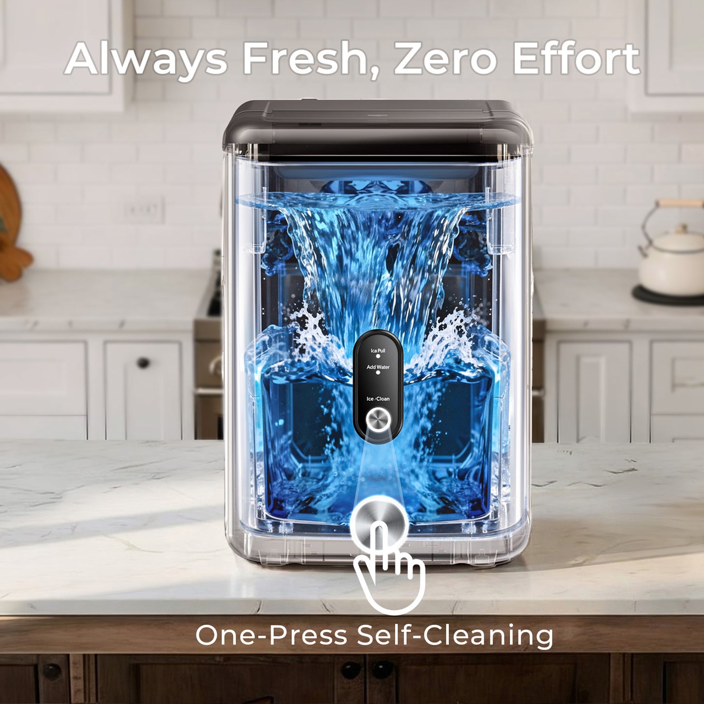 Goosiay 33lb Nugget Ice Maker Portable Countertop, Pebble Crushed Soft Chewable Ice Maker Machine, Stainless Steel