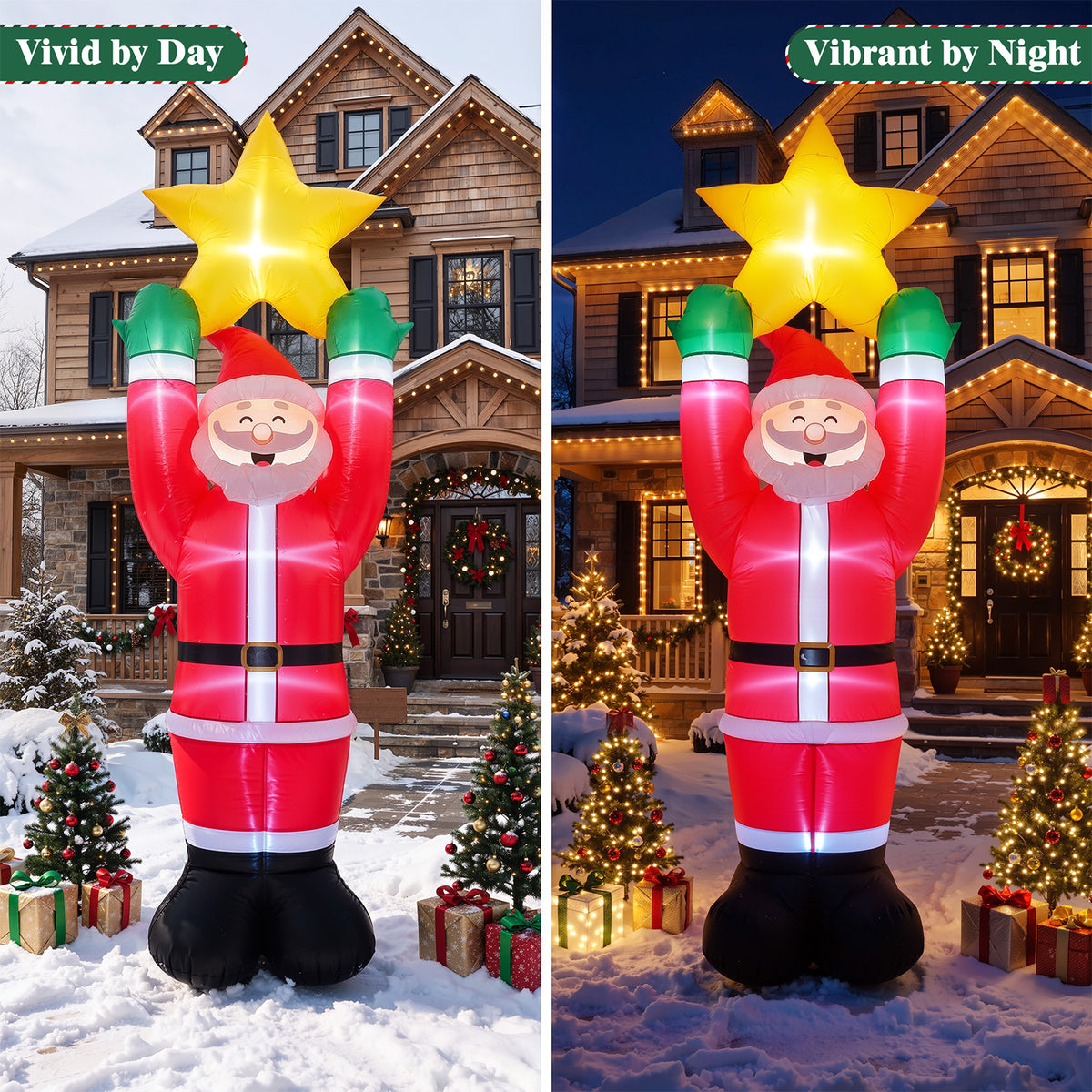 10FT Christmas Inflatable Decoration Santa Claus, Built-in LED light up for Lawn Yard Garden Indoor Outdoor Decoration Xmas Party Decor
