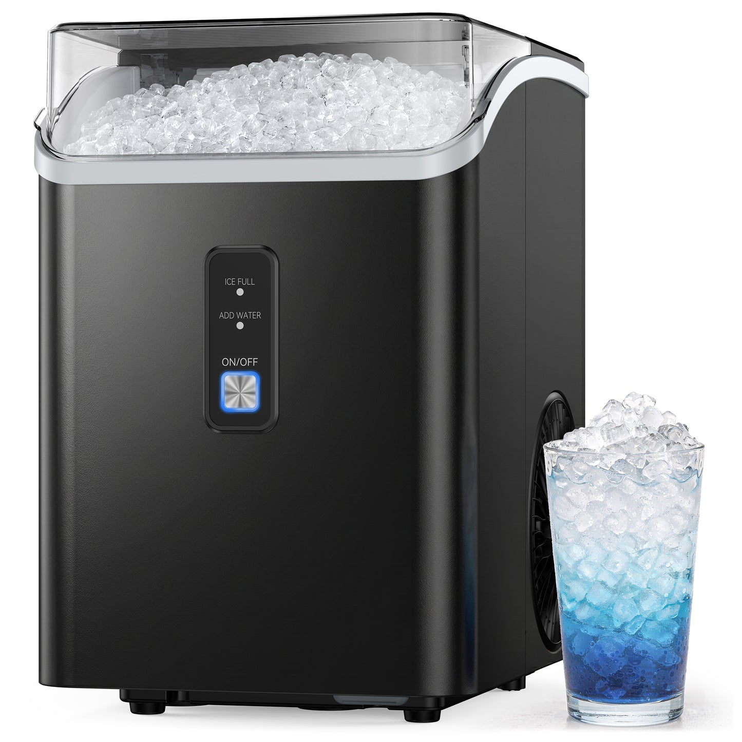 Goosiay 33lb Countertop Nugget Ice Maker Machine, Compact Mini Size Chewable Pebble Crushed Portable Ice Maker, Black
