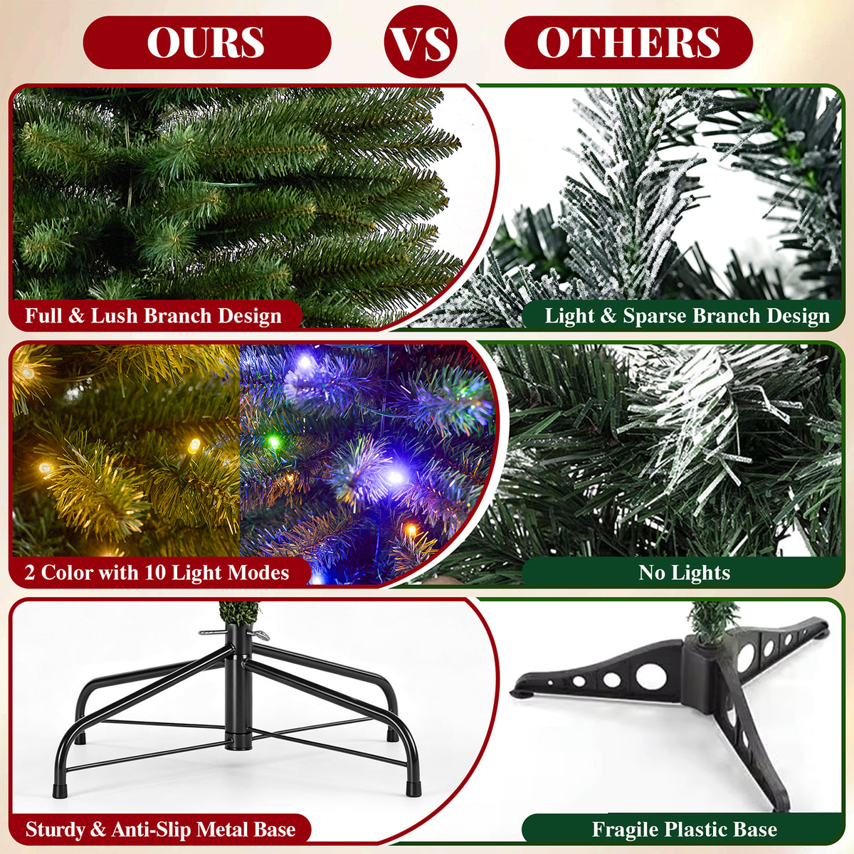Goosiay Pre-Lit Pencil Artificial Christmas Tree, 6ft Xmas Tree with Metal Stand for Christmas Decoration, Green