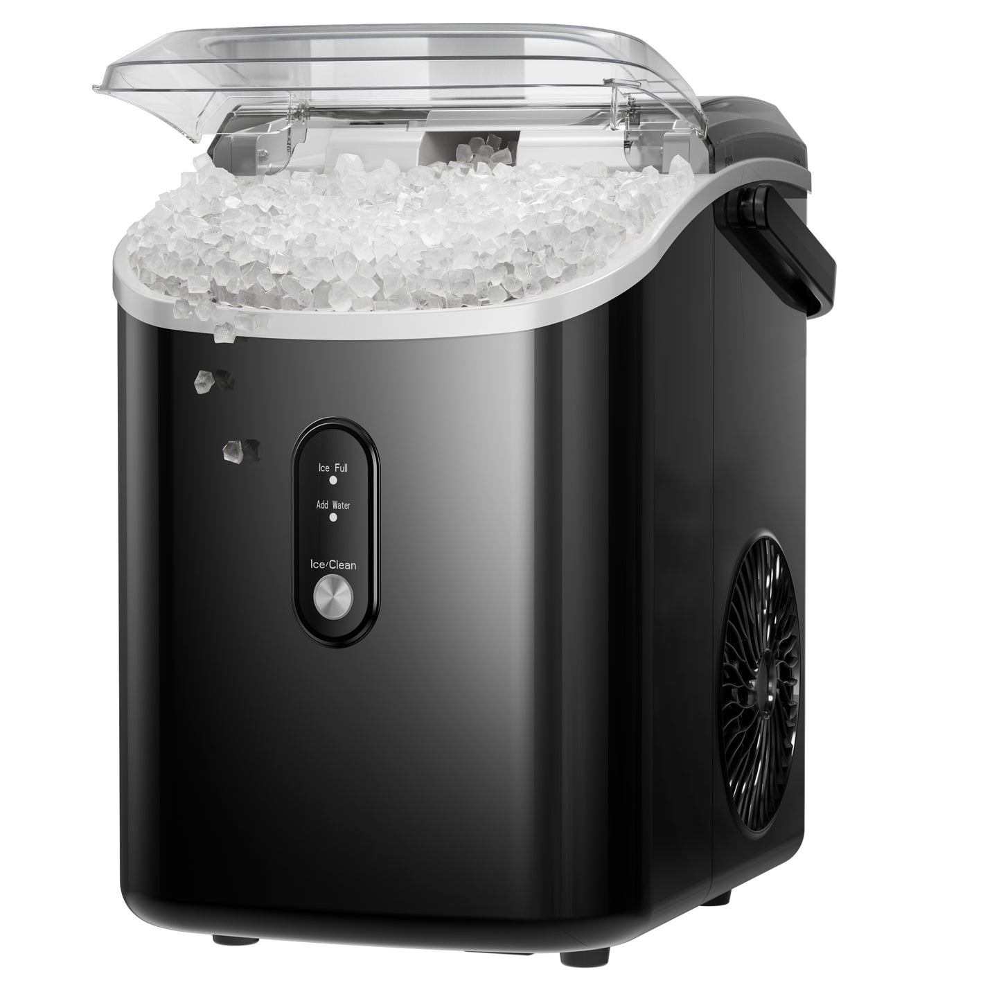Goosiay Nugget Ice Maker Countertop, 33lbs/Day Portable Pebble Sonic Ice Maker with Handle, Crushed Ice Machine with Soft Chewable Ice for Home, Bar, Dorm, Party, RV & Camping (Stainless Steel Black)