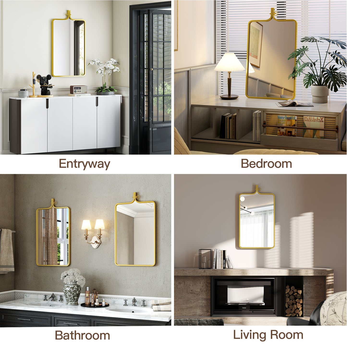 Goosiay 20" x 35" Gold Mirror, Wall Mirror with Luxury Metal Frame, Rust-Resistant & Moisture-Proof , Decorative Mirrors for Bathroom, Living Room, Bedroom, Entryway, Mantle