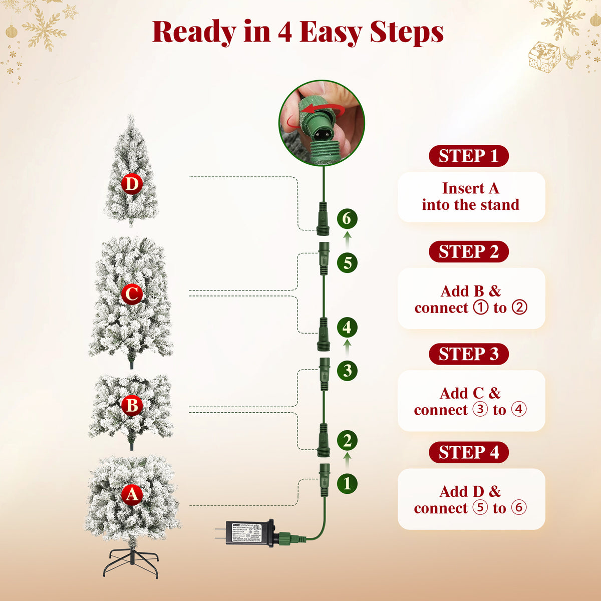 9ft Snow Flocked Pencil Christmas Tree, Pre-Lit Artificial Christmas Tree with 1250 Tips, 400 Warm White & Multicolor Lights, 10 Modes, Tall Slim Xmas Tree with Stand