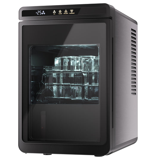 Goosiay Slow-Melting 1.6" Clear Ice Cube Maker Countertop, 3 Pcs in 25 Mins, 172/Day, 21 Ice Storage, Large Solid Cube Ice Machine, Self-Cleaning, 24H Timer for Whiskey, Home Bar, Stainless Steel