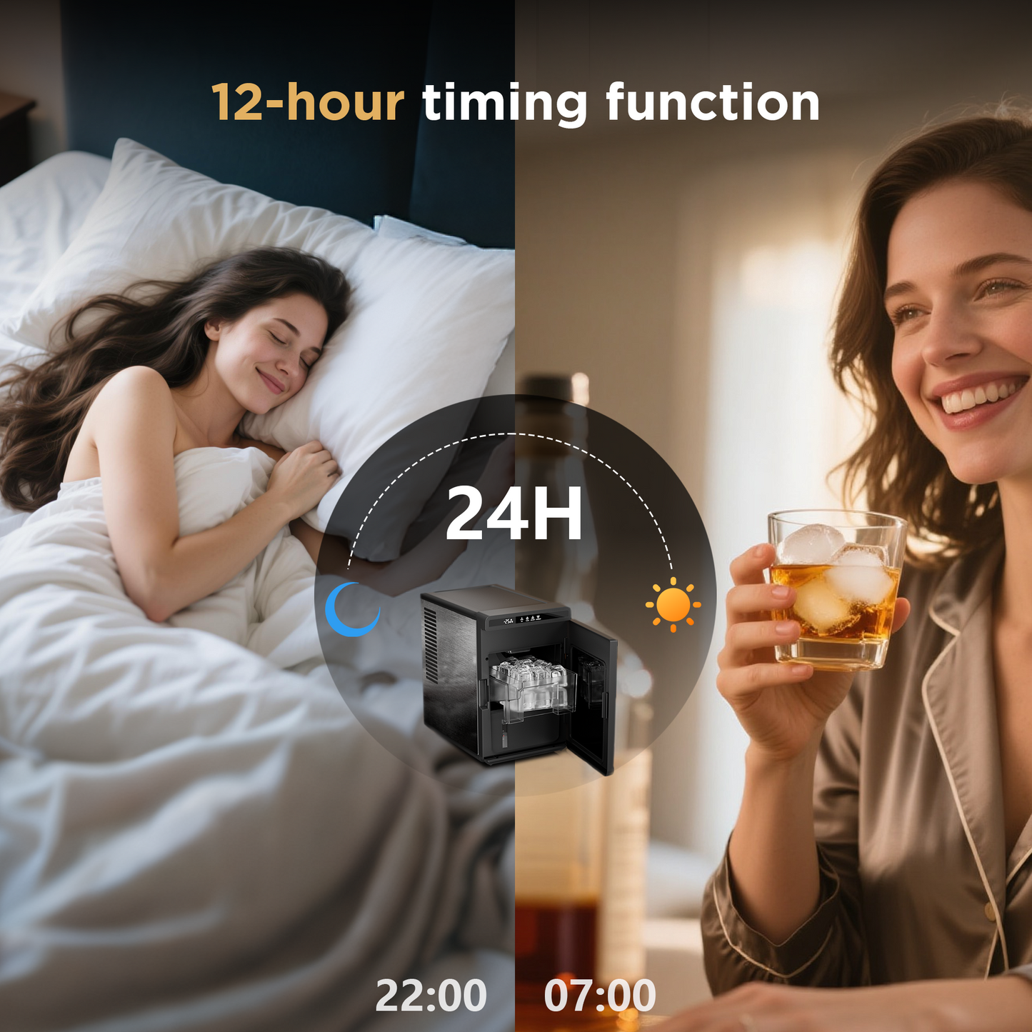 Goosiay Slow-Melting 1.6" Clear Ice Cube Maker Countertop, 3 Pcs in 25 Mins, 172/Day, 21 Ice Storage, Large Solid Cube Ice Machine, Self-Cleaning, 24H Timer for Whiskey, Home Bar, Stainless Steel