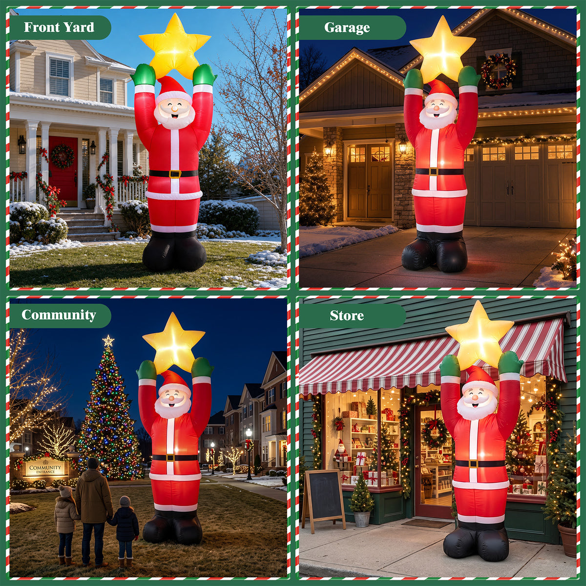 10FT Christmas Inflatable Decoration Santa Claus, Built-in LED light up for Lawn Yard Garden Indoor Outdoor Decoration Xmas Party Decor