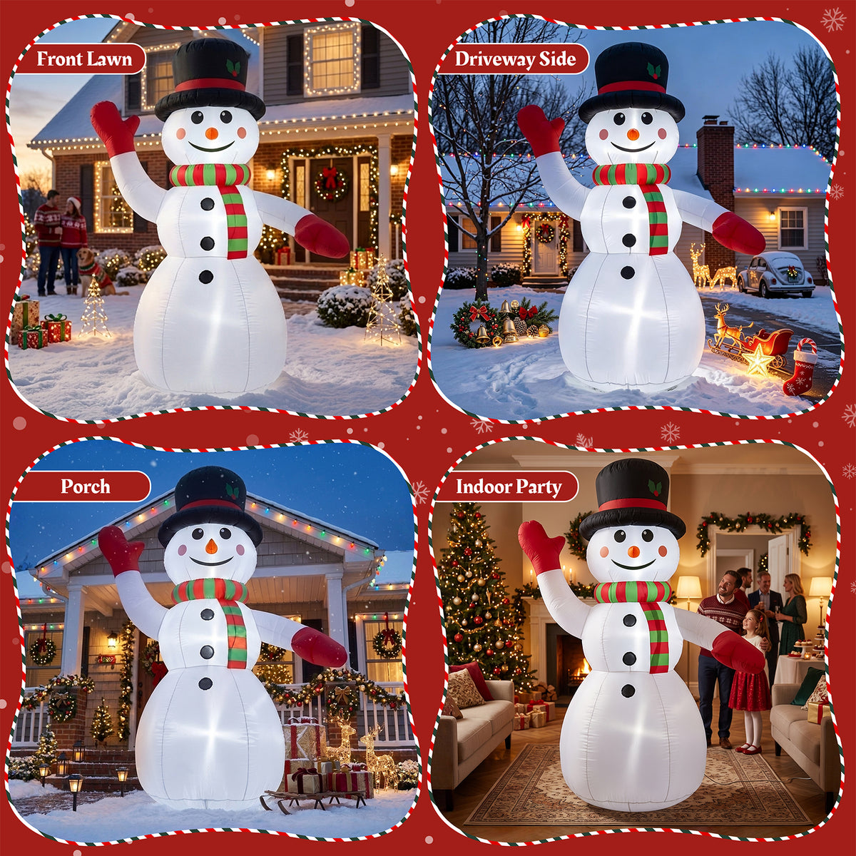 8 ft Christmas Snowman Inflatable with LED Lights, Blow up Outdoor Yard Lawn Decoration for Holiday Decor