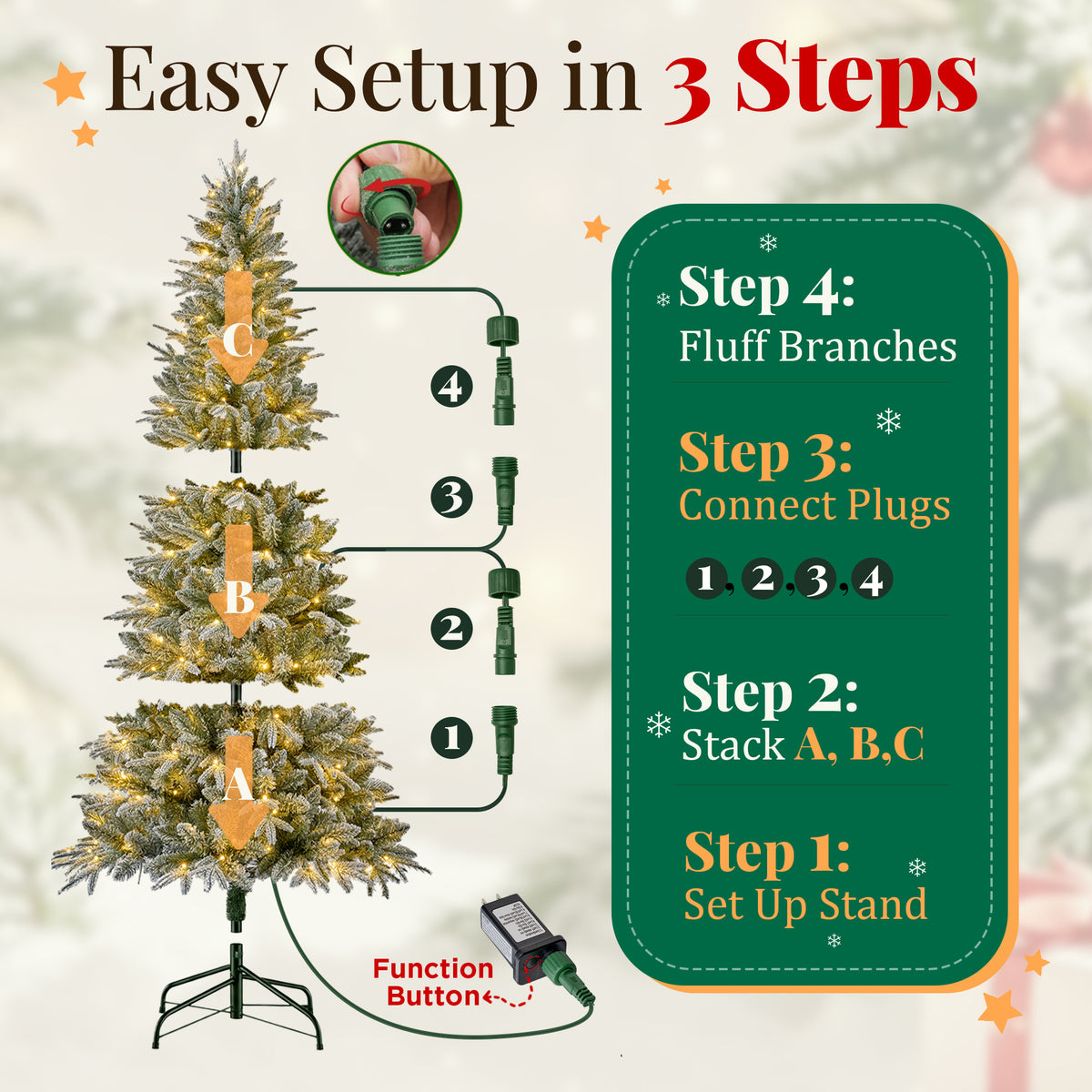 Goosiay 7 ft Pre-Lit Frosted Slim Aspen Fir Christmas Tree, PE & PVC Branches, 260 Warm White & Multicolor Lights, 10 Light Modes, 1179 Branch Tips