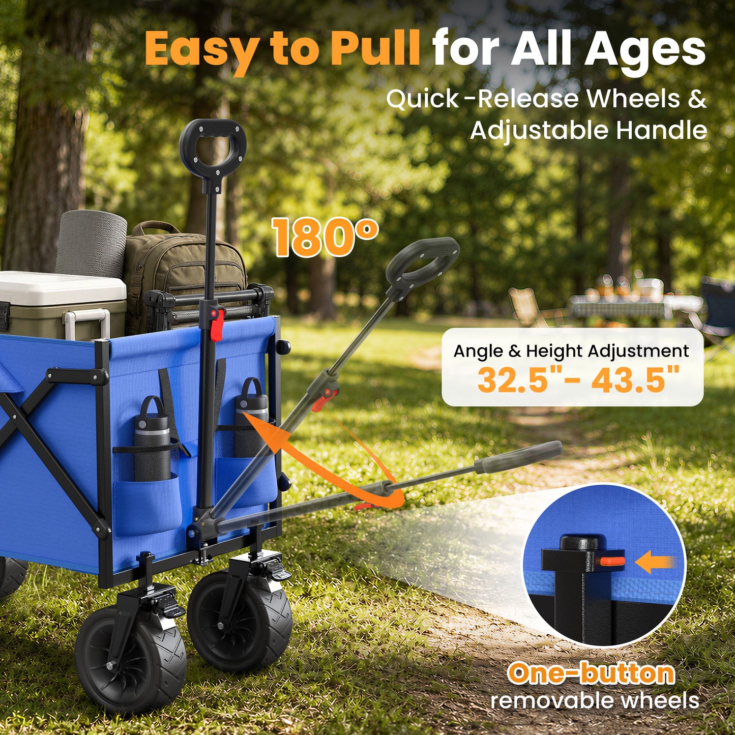 Terrfour Collapsible Wagon Cart, Folding Utility Heavy Duty Wagons