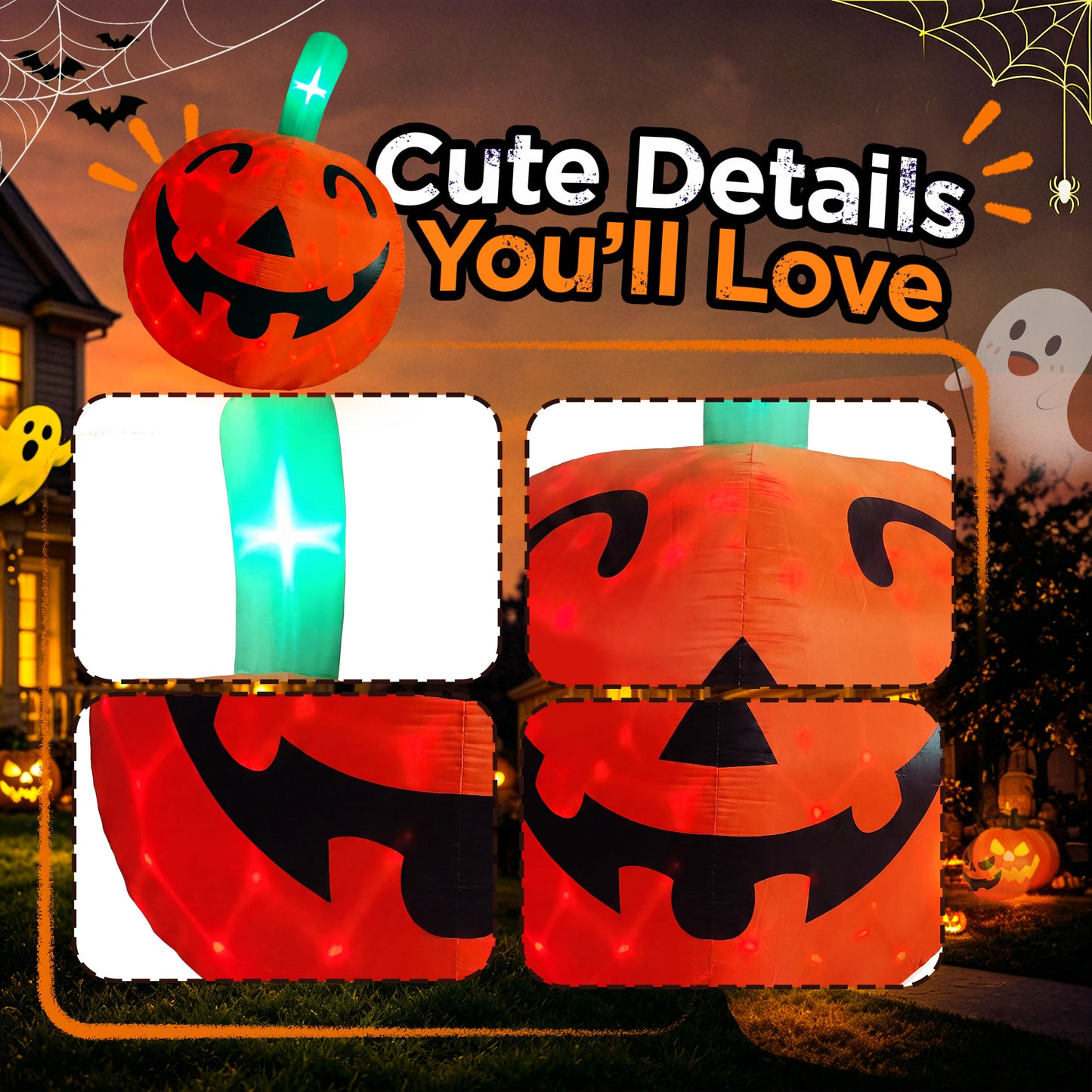 10 FT Halloween Inflatable Pumpkin Decoration with Built-in LED Lights, Outdoor Yard Blow up for Halloween Party, Yard, Garden, Lawn