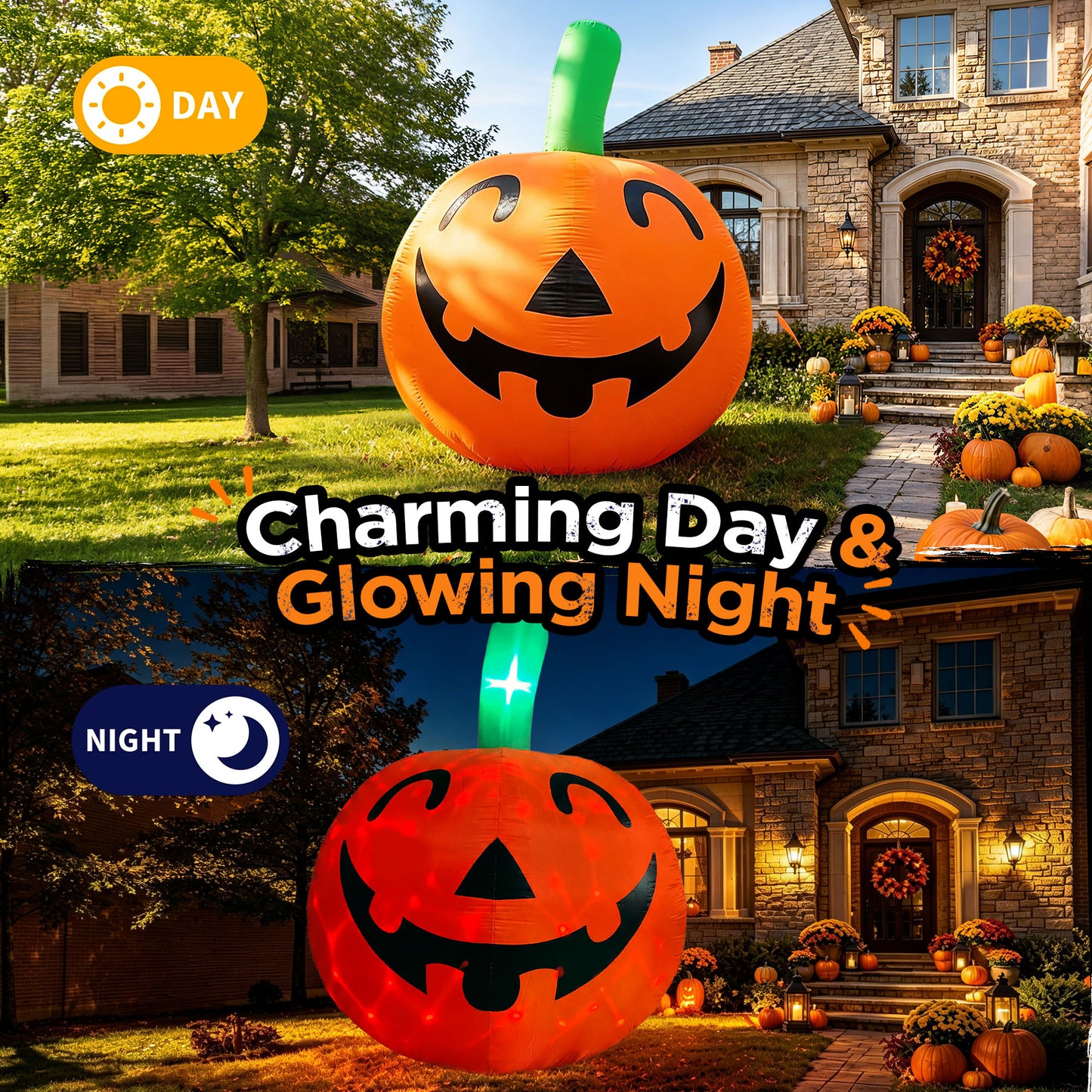 10 FT Halloween Inflatable Pumpkin Decoration with Built-in LED Lights, Outdoor Yard Blow up for Halloween Party, Yard, Garden, Lawn