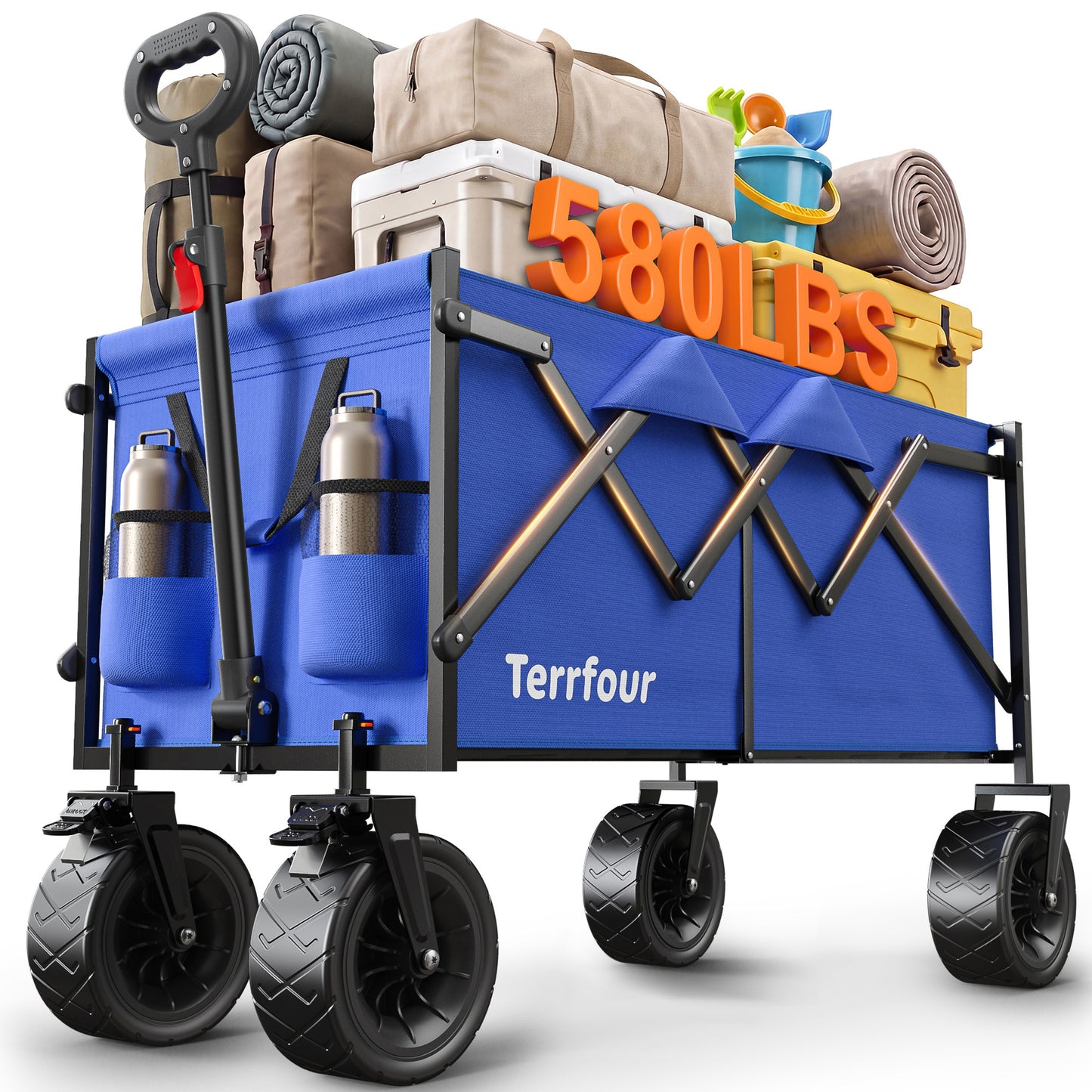 Terrfour Collapsible Wagon Cart, Folding Utility Heavy Duty Wagons