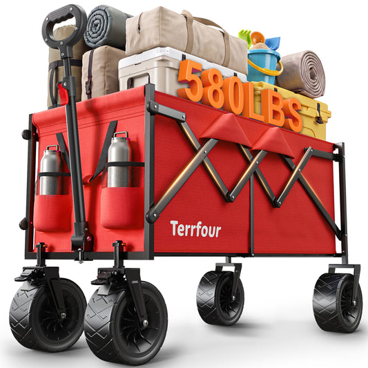 580LBS Collapsible Folding Wagon, Heavy Duty Utility Cart for Grocery